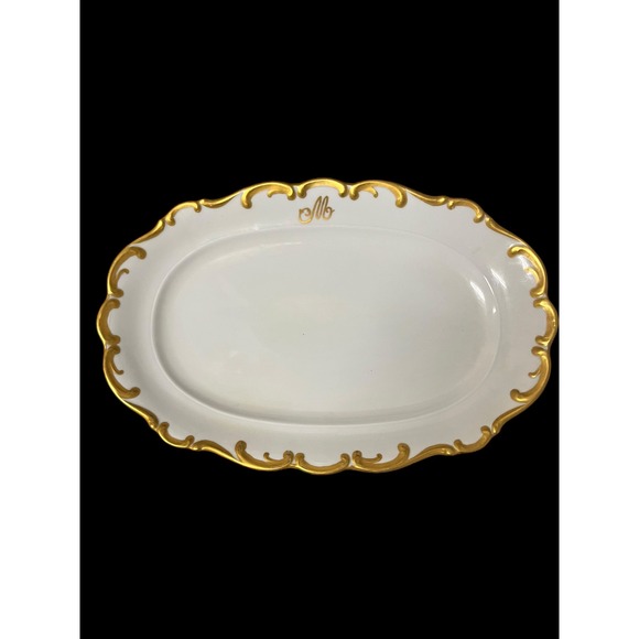 Schumann Arzberg Other - Schumann Arzberg Bavaria White Elegance Gold Gilt Scalloped Oval Platter Germany